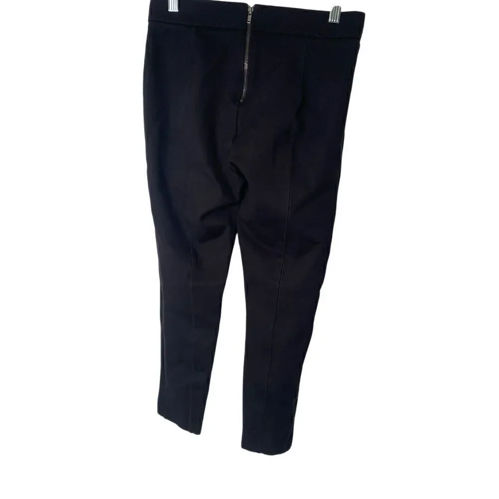 J.Crew Womens Pixie Pants S Any Day Stretch Ponte Back Zip Black Ankle High Rise